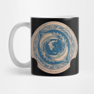 Greek Map and Dolphins Mug